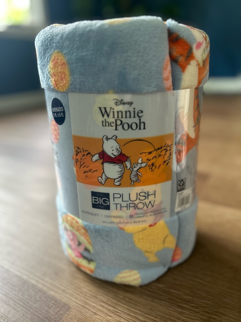 Disney Winnie the Pooh Plush EasterThrow Blanket - Light Blue, Yellow, Orange